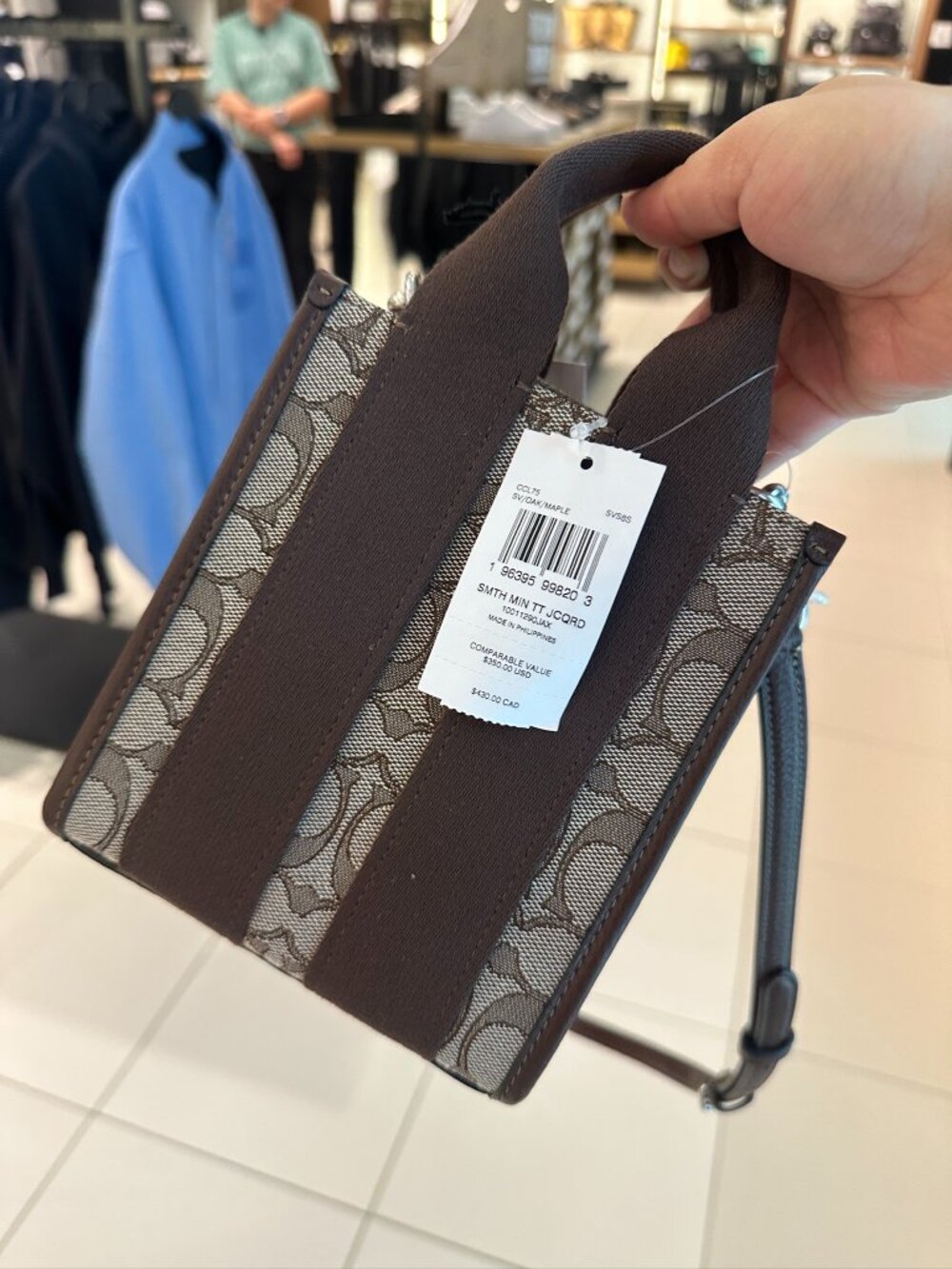 NWT! Coach CCL75 Smith Mini Tote Bag In Signature Jacquard Silver/Oak/Maple - Picture 7 of 11